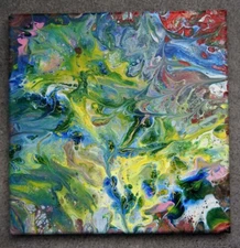 Original Art Abstract Acrylic Painting on Canvas 10" x 10" Wall Decoration