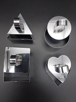 Speiseringe Dessertringe Servierringe Ring Ausstecher Edelstahl 4Formen 1Stempel