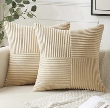 Pack of 2 Light Beige Decorative Throw Pillow Covers 20x20 Inch for Couch Bx 7