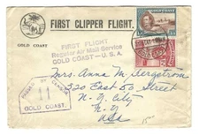 US GOLD COAST 1941 WWII FIRST FLIGHT PAN AM CLIPPER GOLD COAST TO US