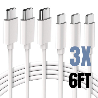 3Pack PD 20W Fast Charger Cable 3/6ft USB C Cord For iPhone 14/13/12/11 Pro/iPad