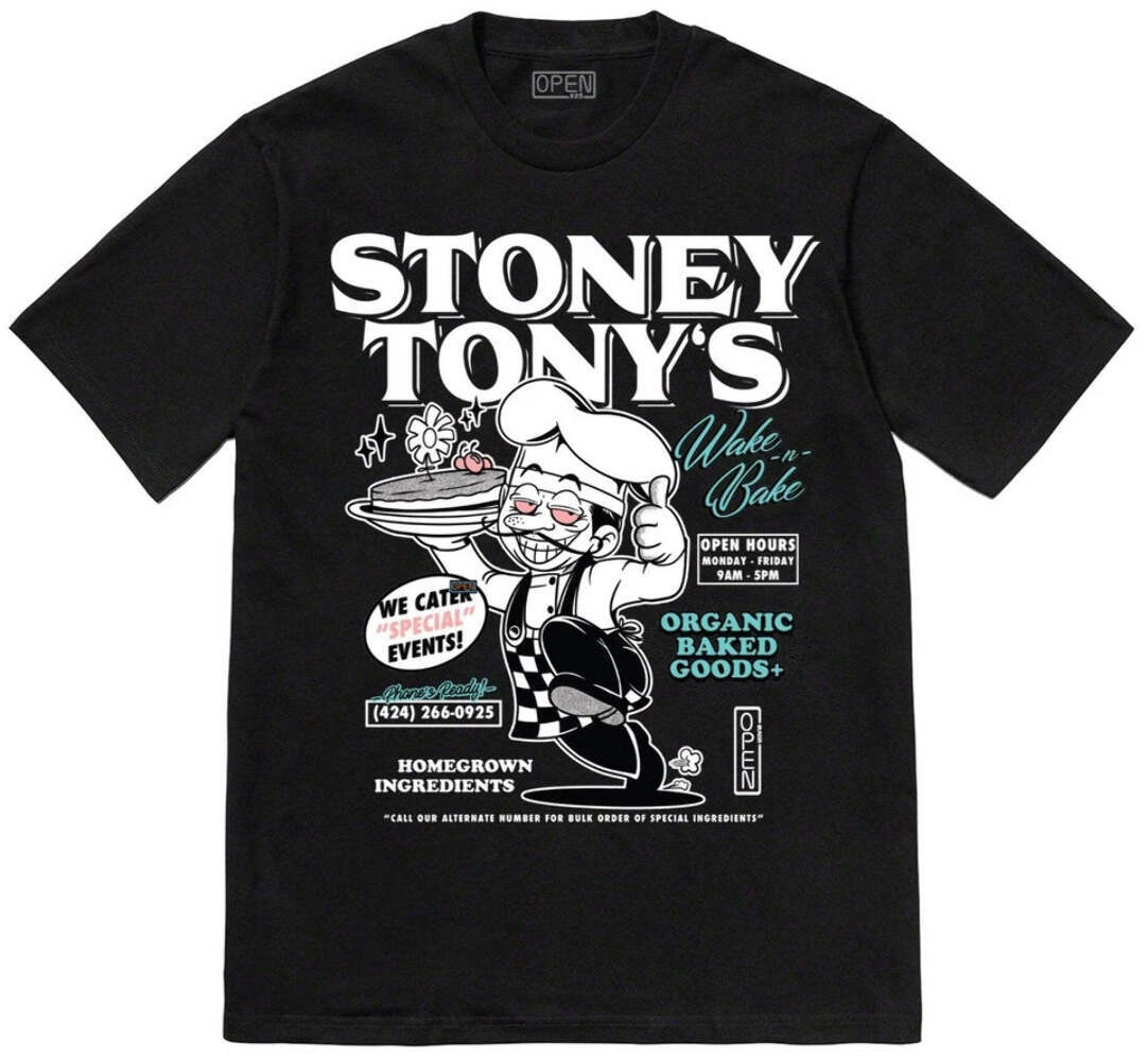 Открытая мужская футболка 925 Wake and Bake REVERSED Tee черного цвета Унисекс