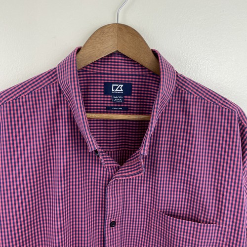 Cutter & Buck Easy Care Shirt Mens 3XB Big 3X Pink Check Long SLV Button Down - Picture 4 of 14