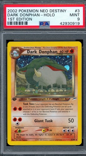 Dark Donphan (1st Edition) graded PSA 9 for sale on eBay
