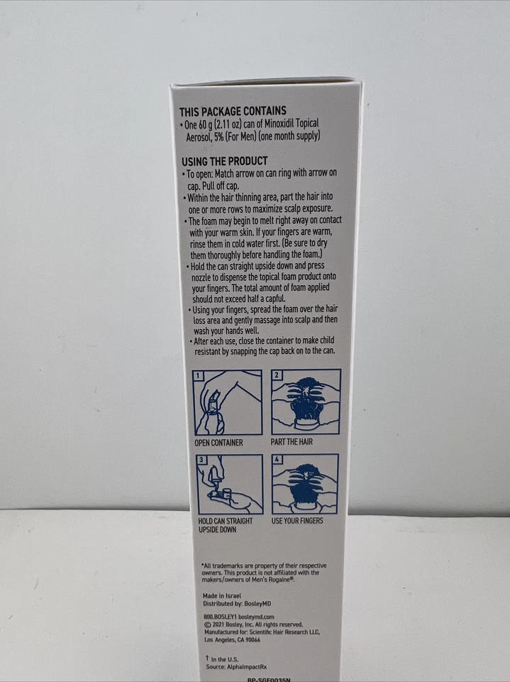 BOSLEY MD Hombres ESPUMA Tratamiento de Regeneración del Cabello Sin Perfume SUMINISTRO DE 1 MES NUEVO Foto 2 de 4