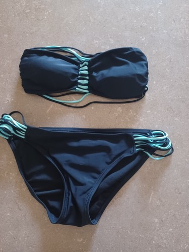 Strap or Strapless Bikini, small teal and black