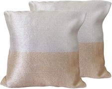 Set of 2 Throw Pillow Covers 18"x18" Woven Decorative Pillow Case, White Beige