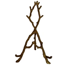 Metal Twisted Rustic Branch Easel Gold Frame Plate Book Holder 14.5 X 9 Inch