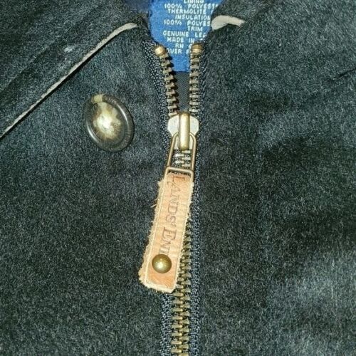 Lands' End 100% Wool Zippered & Buttoned Deep Pockets Quilted Sz L Winter Jacket - Picture 9 of 16