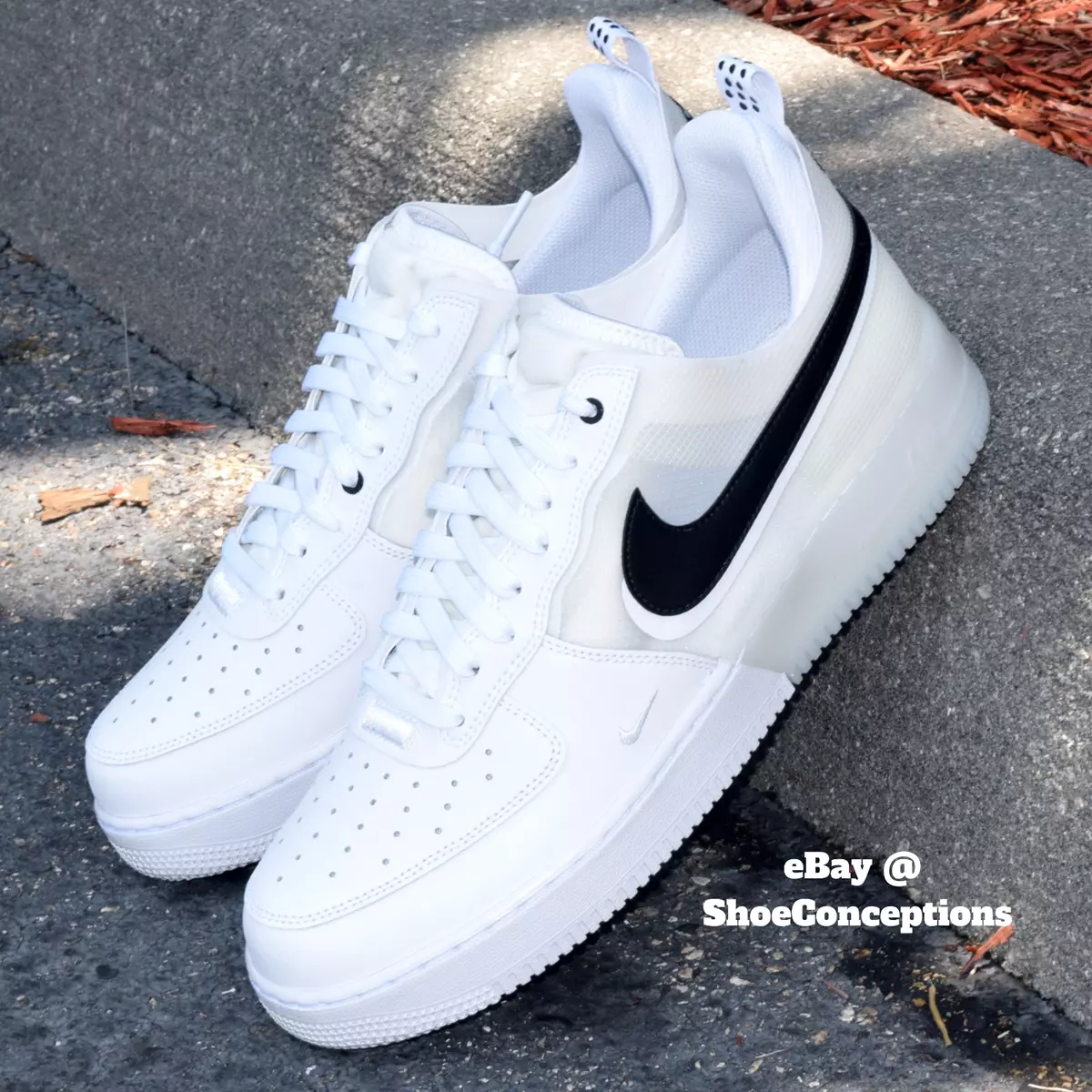 Nike air force 1 top react trainers in black
