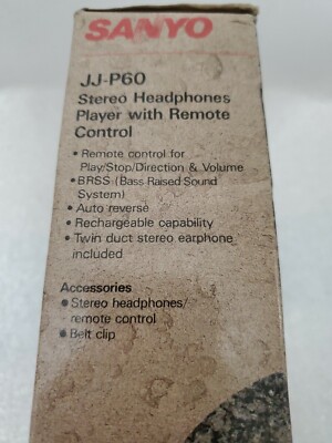 SANYO JJ-P60 Headphones with Remote Control,Cassette Player 1990