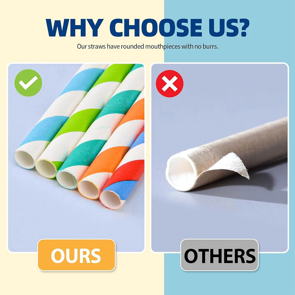 2000pcs AU Colourful Paper Drinking Straws FOIL Metallic Striped BULK DISCOUNT - image 4 of 4