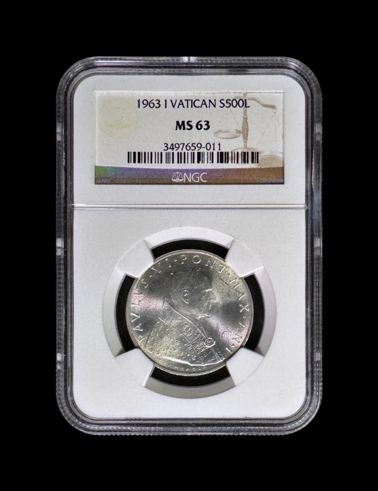 VATICAN CITY. 1963, 500 Lire, Silver - NGC MS63 - Paul VI, Papal Arms, Fleur - Image 2 of 4