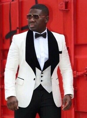 Men's Black Jacquard Paisley 2Pcs Groom Tuxedos Wedding Dinner Prom Suits Blazer Men's Black Jacquard Paisley 2Pcs Groom Tuxedos Wedding Dinner Prom Suits Blazer