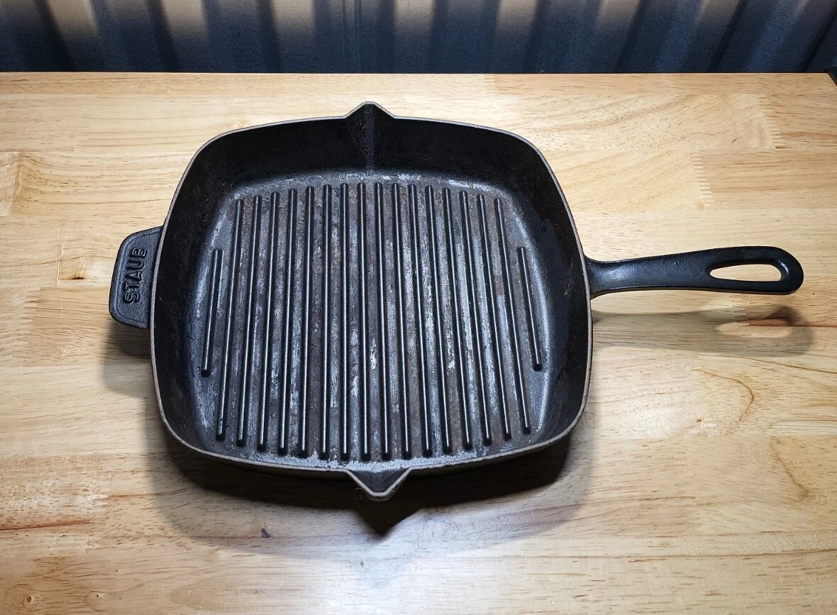 Vintage Cast Iron Grill Pan Square Skillet 