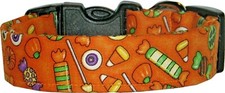 Tossed Orange Candy Halloween Handmade Dog Collar