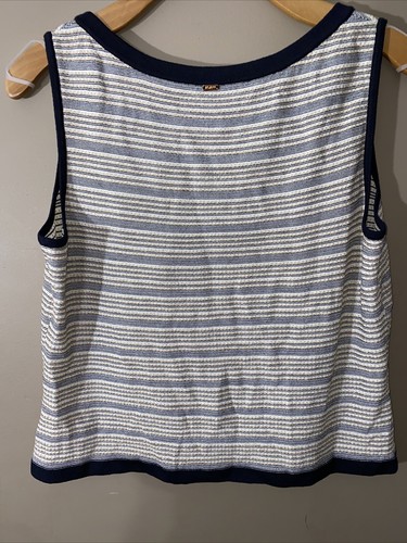 ST. JOHN Knits XL Knit Tank Top Creamy White Black Gold Sparkle Made In USA 🧡 - Picture 8 of 16