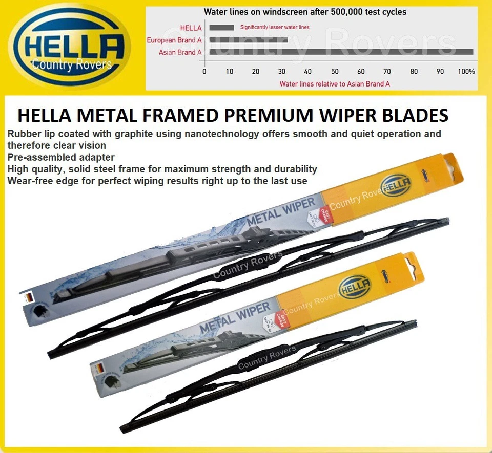 FORD FUSION WIPER BLADES 2002 to 2012 HELLA QUALITY BRAND 22" & 16" REAR 11" — 第 3/4 张图片