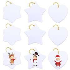 6 Pieces Sublimation Ceramic Ornament Blanks Christmas Snowflake Ceramic Orna...