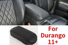Black Leather Armrest Box Protector Decor Cover Trim For Durango 11+
