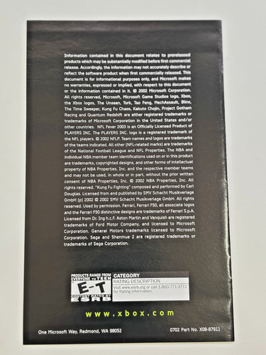 Original Microsoft XBOX Console Insert Booklet Mint! (Booklet Only). - Bild 2 von 2
