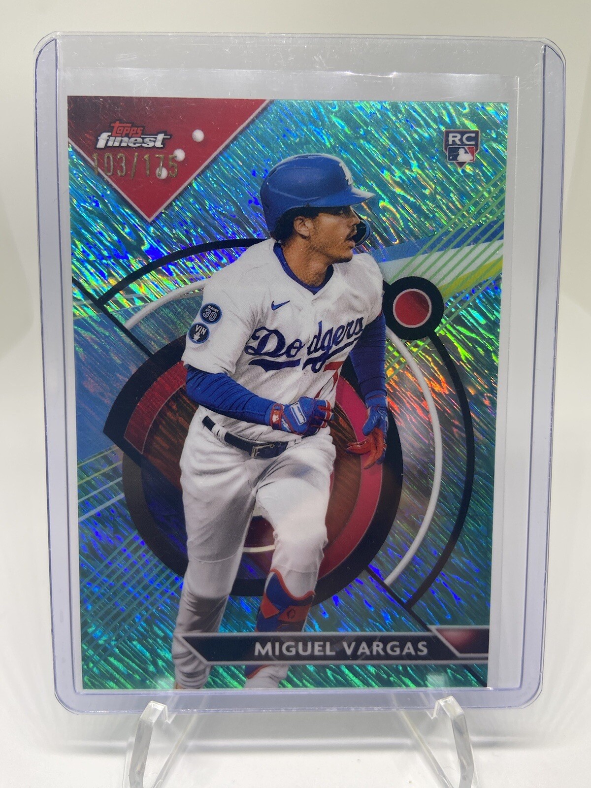 2023 Topps Finest MIGUEL VARGAS RC Aqua Shimmer Refractor #103/175 LA Dodgers