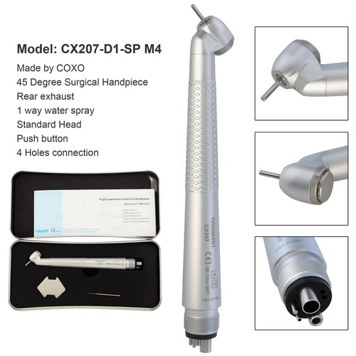 Pieza de mano quirúrgica dental BEING 45 grados 4 orificios alta velocidad LED aire inverso NSK - Imagen 50 de 60