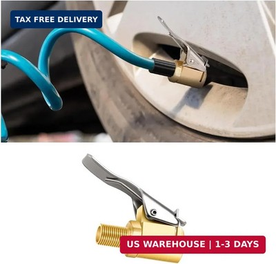 GLSOWEE Brass Tire Air Chuck with Clip Adapter, Portable No Leakage Air Chuck, L