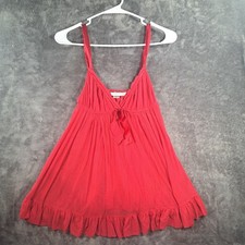 VTG Victoria's Secret Red Babydoll Camisole Ruffle Top Bow Lingerie Y2K Coquette