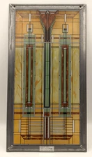 Frank Lloyd Wright Oak Park Skylight Stained Glass Panel Lead Frame 13 x 7