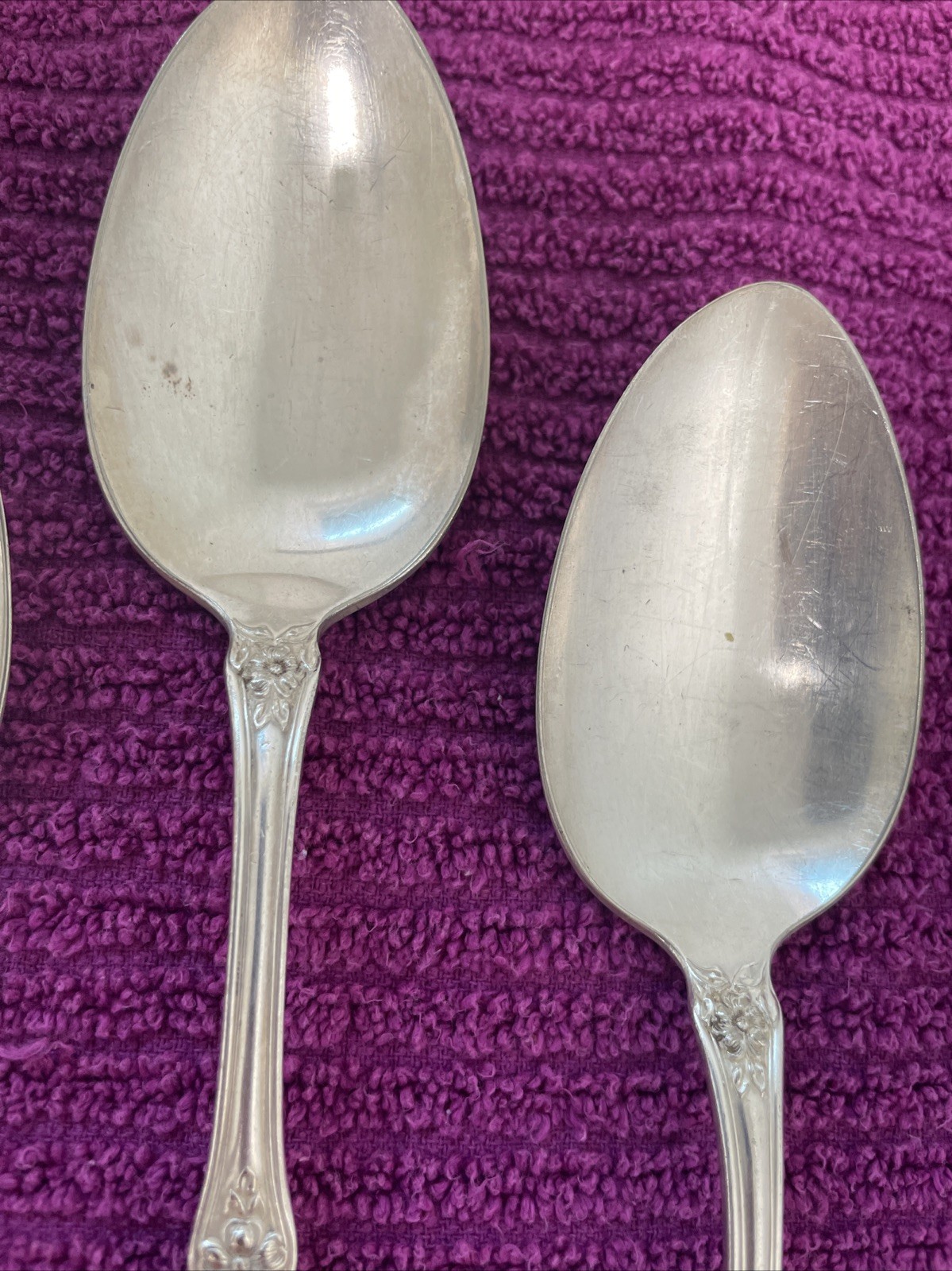 3 Silver plated William Rogers  & Son AA Large Serving Spoons ARBUTUS 1908 Vtg
