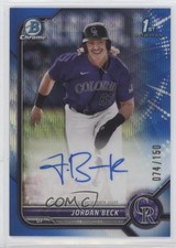 2022 Bowman Draft Chrome Pick Blue Wave Refractor 74/150 Jordan Beck Auto 3ir