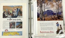 Lot of 40+ Vintage 1940's/50's Advertising in Binder - Hamilton, Karl Zeiss, etc