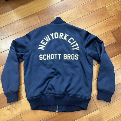 【schott】Logo stadium jacket Schott stadium jacket Navy Blue M | eBay