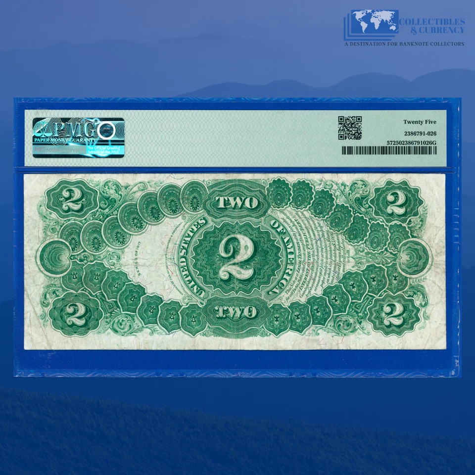 Fr.57 1917 $2 Two Dollars "BRACELET REVERSE" Legal Tender, PMG VF 25 #19575 - Image 2 of 3