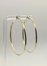 Large Sterling Silver 925 2” Pierced Post HOOP Earrings