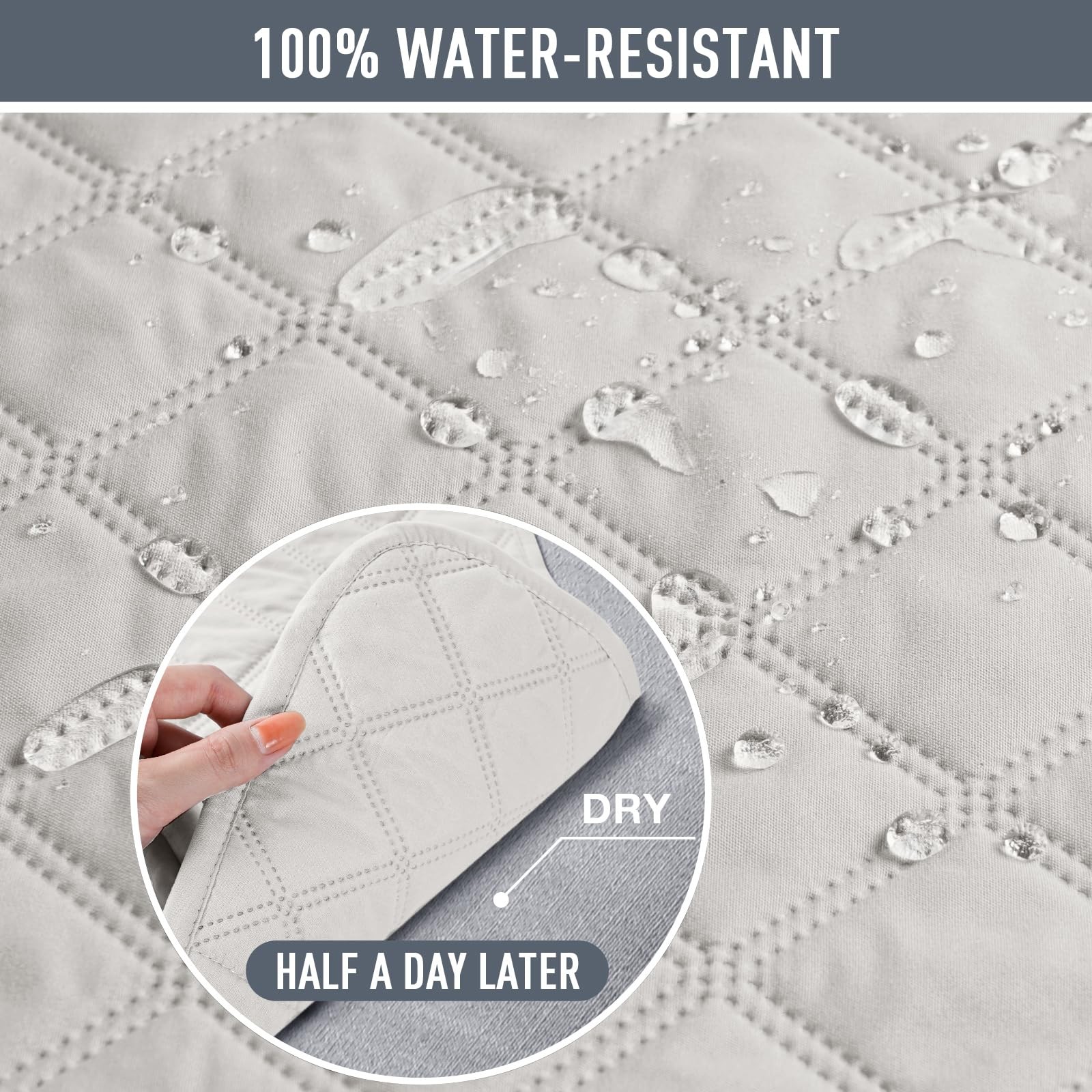 100% Waterproof Reversible Chaise Couch Cover for L Sectional U Shape Ottoman... thumbnail 2