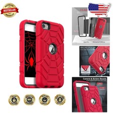 iPod Touch 7/6/5 Case Red Black Heavy Duty Shockproof Rugged Kids Cover