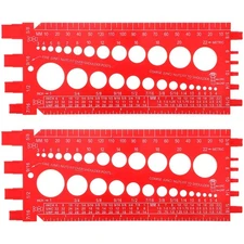 2 PCS Red Nut Bolt Thread Gauge, Inch, Metric, Screw Size Checker, Sizing Tool