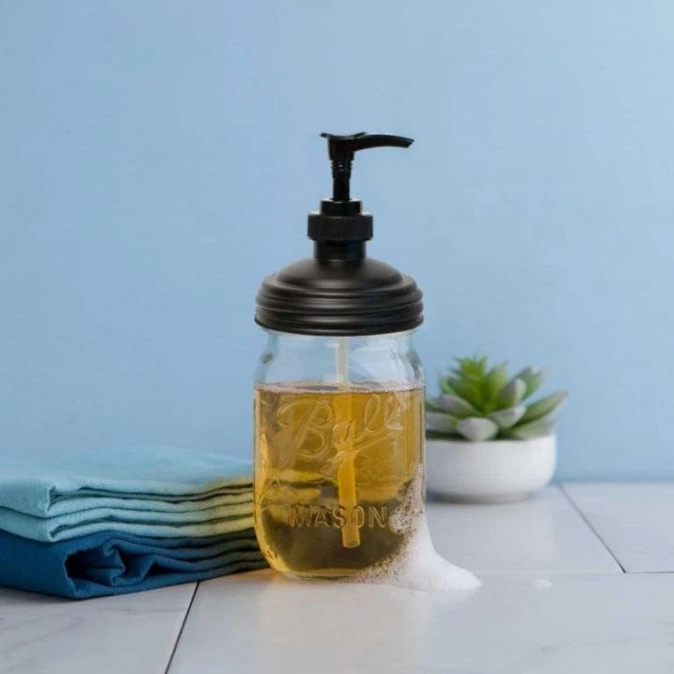 reCAP Mason Jar Pump Lid Soap or Condiment Dispenser, Reg Mouth, USA Made - Image 2 of 4