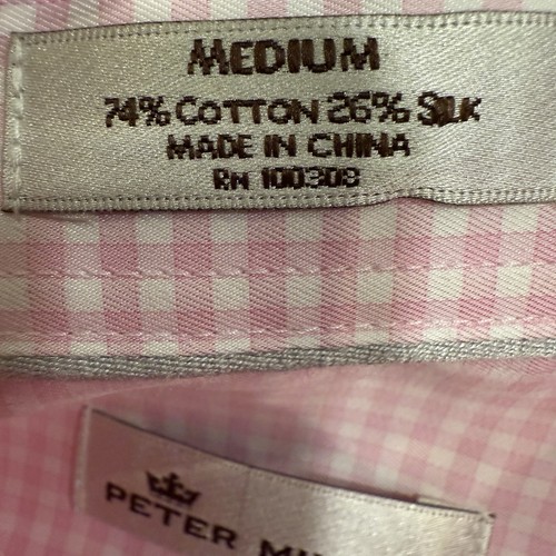 Peter Milllar Crown Soft Men’s Button Down Shirt Pink/white Gingham Size M - Picture 10 of 12