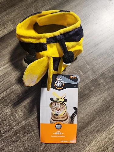 Pet Costume for Cat Black Yellow Bumble Bee Antennae and Wings Headpiece - Picture 1 of 1