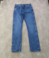 Wrangler Retro Slim Straight Jeans Men  s 32x36 Blue Denim pants Cowboy Western