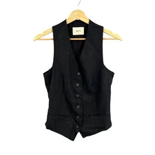 Matin Black Linen Waistcoat Vest Women's Size AU 6 / US 2 Sleeveless Tailored