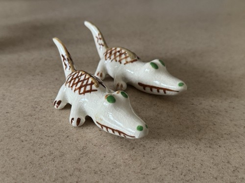 Vtg Souvenir Galveston Texas Gulf of Mexico Alligator Salt and Pepper Shakers