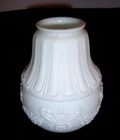 VINTAGE 5" FROSTED MILK GLASS SHADE~GLOSSY INSIDE~FLORAL DESIGN~1-7/8" FITTER
