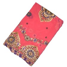 Indian Classic Dupatta Scarf Floral Aari Hand Embroidery Georgette Veil Stole L