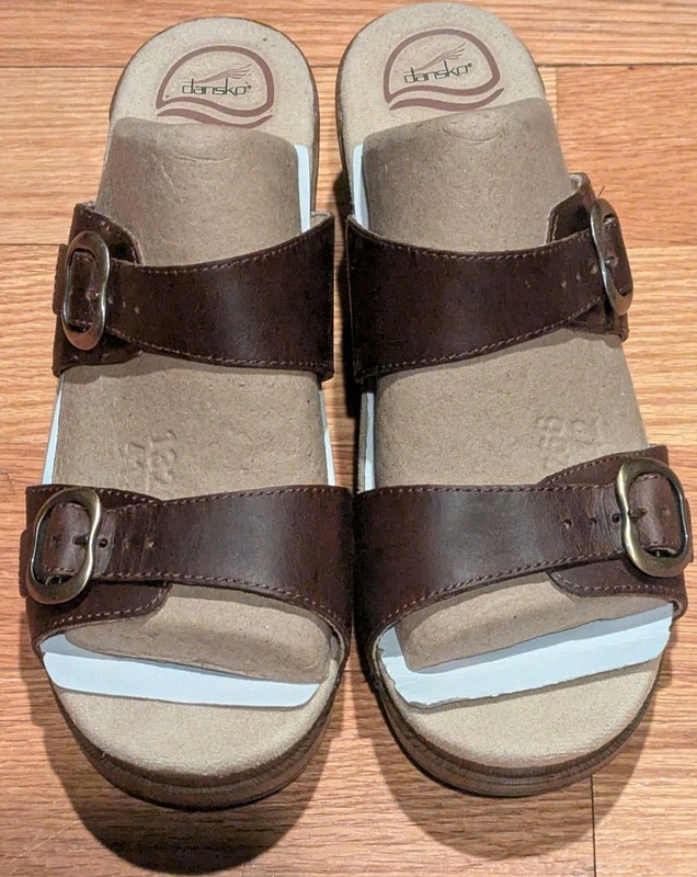 Dansko Sophie Vintage Pull Up Two Strap Sandal Teak Size  42