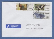Norwegen 2008 ATM Schmetterlinge neues Logo Mi.-Nr. 10-12 Wert 3.00 3x auf FDC