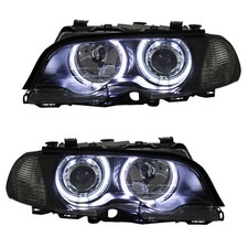 Scheinwerfer Angel Eyes für BMW E46 Coupe Cabrio Bj. 99-03 Schwarz + Blinker V1